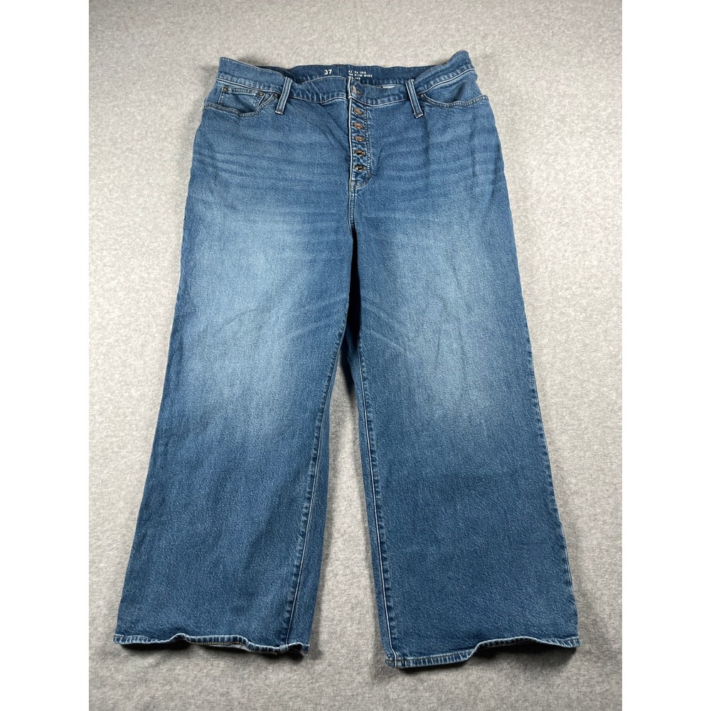 J Crew Slim Wide Leg Jeans Womens 37 Blue High Rise Medium Wash Denim